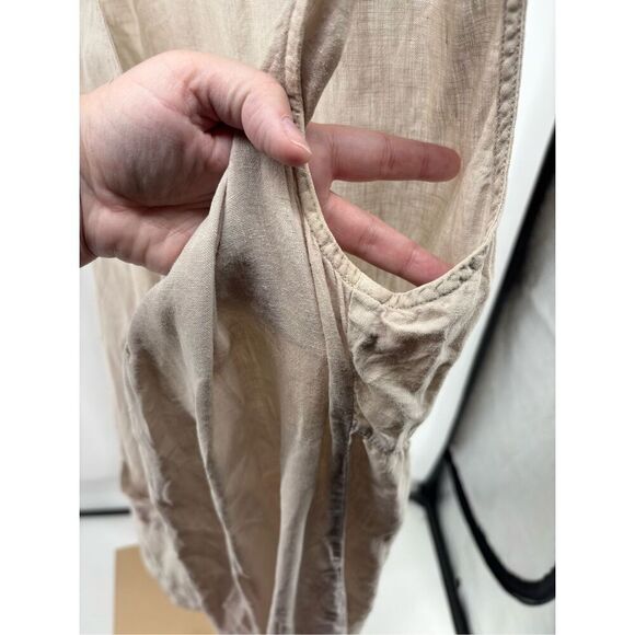 Hartford 100% Linen  Tan Sleeveless Dress Pockets Size 6 - Picture 7 of 10